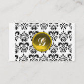 CLASSY DAMASK MONOGRAM paarse zwarte witte linnen Visitekaartje (Achterkant)