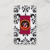 CLASSY DAMASK MONOGRAM Red burgundy platinum Visitekaartje (Achterkant)