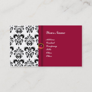CLASSY DAMASK MONOGRAM, roodroze roodroze Visitekaartje