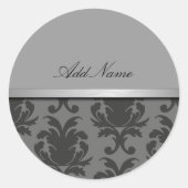 Classy Damask Monogram Stickers (Voorkant)
