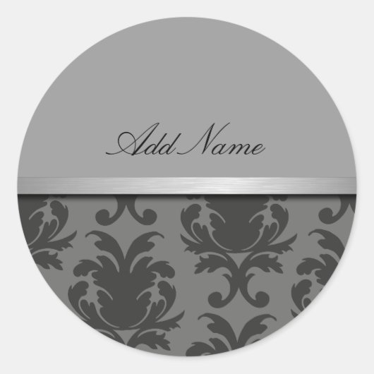 Classy Damask Monogram Stickers (Voorkant)
