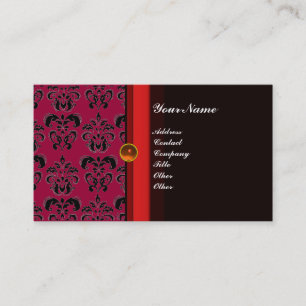 CLASSY DAMASK MONOGRAM zwart-topaz sinaasappel, Visitekaartje