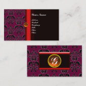 CLASSY DAMASK MONOGRAM zwart-topaz sinaasappel, Visitekaartje (Voorkant / Achterkant)