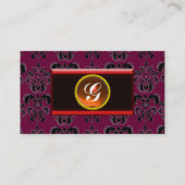 CLASSY DAMASK MONOGRAM zwart-topaz sinaasappel, Visitekaartje (Achterkant)