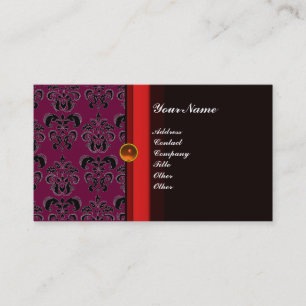 CLASSY DAMASK MONOGRAM zwart-topaz sinaasappel, Visitekaartje