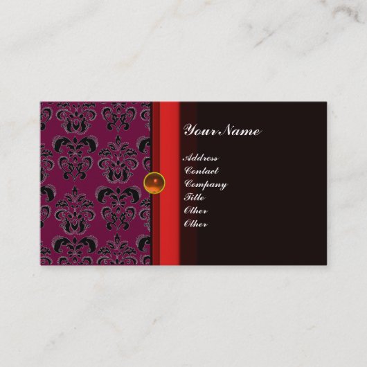 CLASSY DAMASK MONOGRAM zwart-topaz sinaasappel, Visitekaartje (Voorkant)