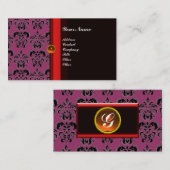 CLASSY DAMASK MONOGRAM zwart-topaz sinaasappel, Visitekaartje (Voorkant / Achterkant)