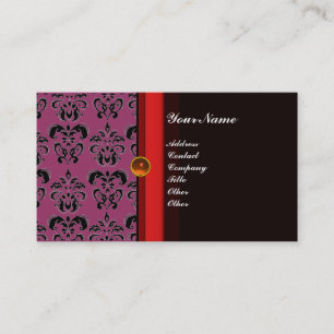 CLASSY DAMASK MONOGRAM zwart-topaz sinaasappel, Visitekaartje