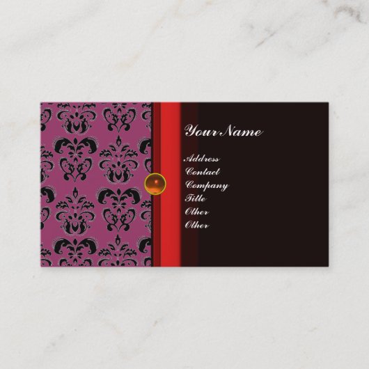 CLASSY DAMASK MONOGRAM zwart-topaz sinaasappel, Visitekaartje (Voorkant)