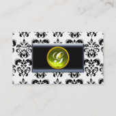 CLASSY DAMASK MONOGRAM, zwart-wit geel goud Visitekaartje (Achterkant)