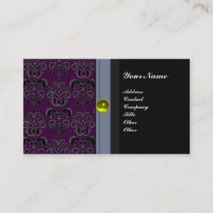 CLASSY DAMASK MONOGRAM zwart-wit geel Visitekaartje
