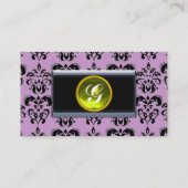 CLASSY DAMASK MONOGRAM zwart-wit geel Visitekaartje (Achterkant)