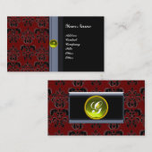 CLASSY DAMASK MONOGRAM zwart-wit geel Visitekaartje (Voorkant / Achterkant)