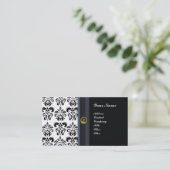 CLASSY DAMASK MONOGRAM ,zwarte agaat Visitekaartje (Staand voorkant)