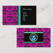 CLASSY DAMASK MONOGRAM, zwarte saffier Visitekaartje (Voorkant / Achterkant)