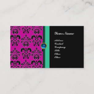 CLASSY DAMASK MONOGRAM, zwarte saffier Visitekaartje
