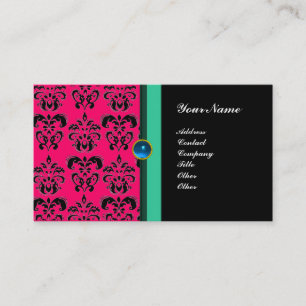 CLASSY DAMASK MONOGRAM, zwarte saffier Visitekaartje