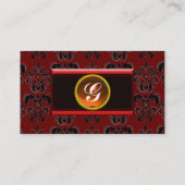 CLASSY DAMASK MONOGRAM zwarte topaz sinaasappel Visitekaartje (Achterkant)