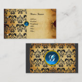 CLASSY DAMASK PARCHMENT MONOGRAM green emerald Visitekaartje (Voorkant / Achterkant)