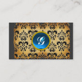 CLASSY DAMASK PARCHMENT MONOGRAM green emerald Visitekaartje (Achterkant)