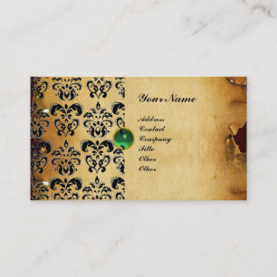 CLASSY DAMASK PARCHMENT MONOGRAM green emerald Visitekaartje