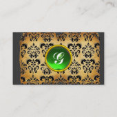 CLASSY DAMASK PARCHMENT MONOGRAM green emerald Visitekaartje (Achterkant)