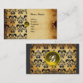 CLASSY DAMASK PARCHMENT MONOGRAM green emerald Visitekaartje (Voorkant / Achterkant)
