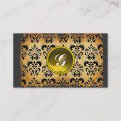 CLASSY DAMASK PARCHMENT MONOGRAM green emerald Visitekaartje (Achterkant)