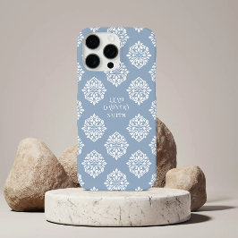 Classy Damask Regency Bord Blauw iPhone 16 Pro Max Hoesje