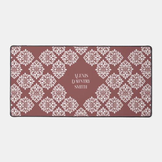 Classy Damask Regency geometrische pastel rood Bureaumat (Voorkant)