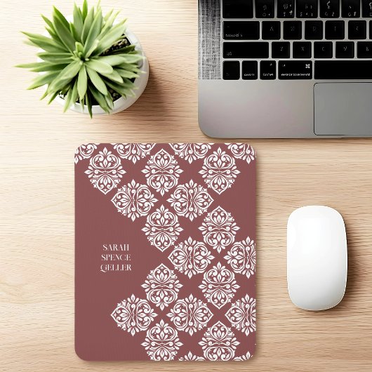 Classy Damask Regency geometrische pastel rood Muismat