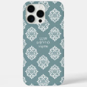 Classy Damask Regency Pewter Blue Case-Mate iPhone Case (Achterkant)