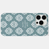 Classy Damask Regency Pewter Blue Case-Mate iPhone Case (Achterkant (horizontaal))