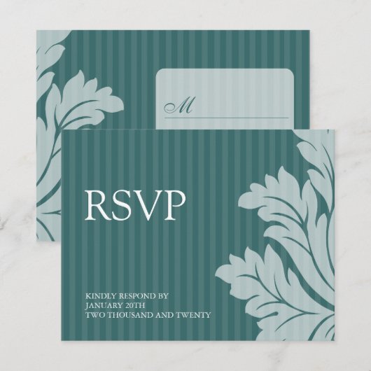 Classy Damask RSVP-kaarten RSVP Kaartje (Voorkant / Achterkant)