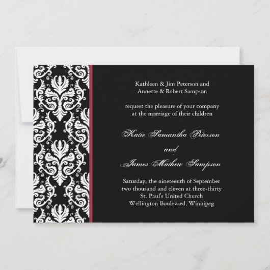 Classy Damask Wedding Uitnodiging (Voorkant)