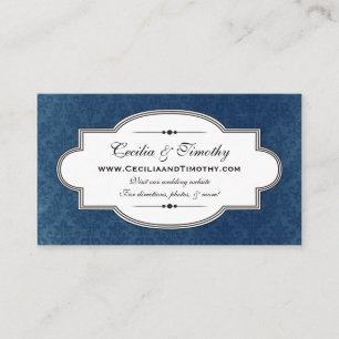 Classy Damask Wedding Website Visitekaartje (blauw Informatiekaartje