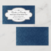 Classy Damask Wedding Website Visitekaartje (blauw Informatiekaartje (Voorkant / Achterkant)