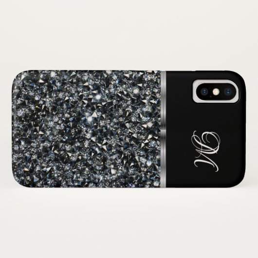Classy Dames Faux Rhinestone Jewel Monogram Case-Mate iPhone Case (Achterkant (horizontaal))