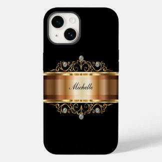 Classy Dames Monogram Bling Hoesje-Mate iPhone Cas 14 Hoesje
