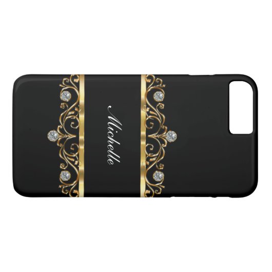 Classy Dames Monogram Bling Style Case-Mate iPhone Case (Achterkant (Horizontaal))