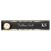 Classy Dames Monogram Kantoor Desk Name Bord Naambordje (Voorkant)