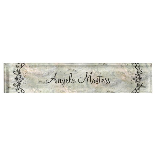 Classy Dames Monogram Stone Pattern Executive Naambordje (Voorkant)