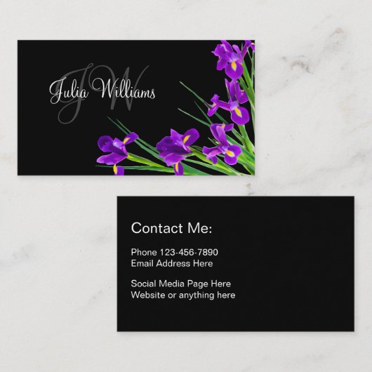 Classy Dames Monogram Style Visitekaartje (Voorkant / Achterkant)