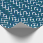 Classy Dark Blauwgroen Blue White Check Pattern Cadeaupapier (Hoek)