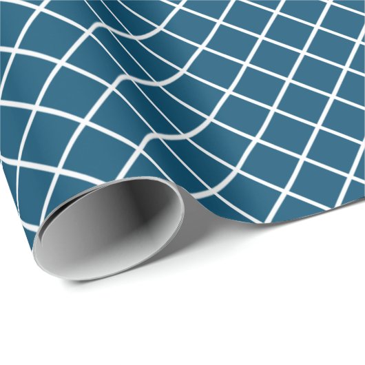 Classy Dark Blauwgroen Blue White Check Pattern Cadeaupapier (Rol Hoek)