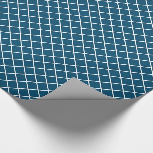 Classy Dark Blauwgroen Blue White Check Pattern Cadeaupapier (Hoek)