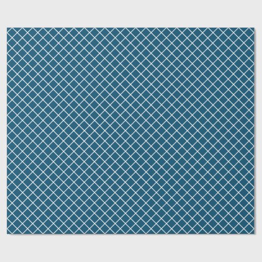 Classy Dark Blauwgroen Blue White Check Pattern Cadeaupapier (Vlak)
