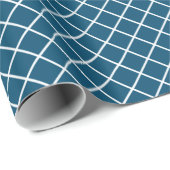 Classy Dark Blauwgroen Blue White Check Pattern Cadeaupapier (Rol Hoek)