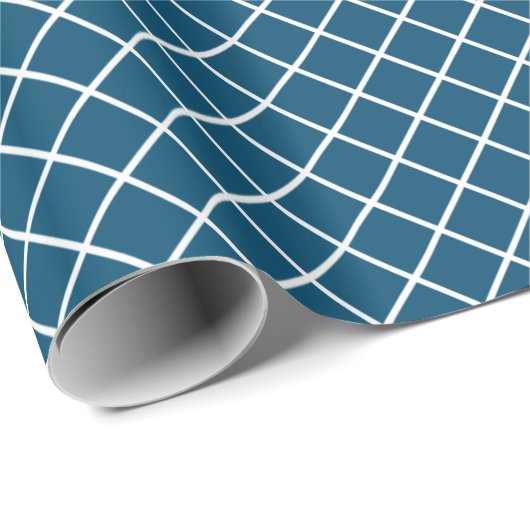 Classy Dark Blauwgroen Blue White Check Pattern Cadeaupapier (Rol Hoek)
