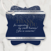 Classy Dark Blue en Silver Packaging Hartelijk dan Bedankjes Labels (Voorkant)